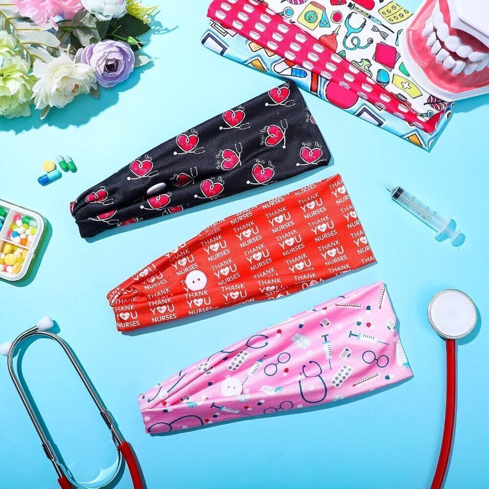 12 Pcs Nurse Headbands for Women, Non Slip Nursing Headbands with Buttons for Ma - Picture 4 of 7